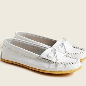 J. Crew Soft unlined leather loafers ivory moccasin women, Brand New